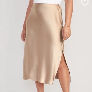 Elegant Satin Midi Skirt - Tan NWOT